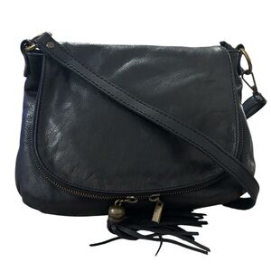 Borse in Pelle Womens Black Genuine Leather Crossbody bag Italy
